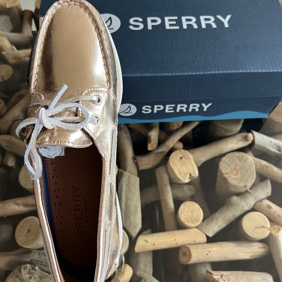 SPERRY AO 2 EYE Gold Leather Boat Shoes - Picture 5 of 12